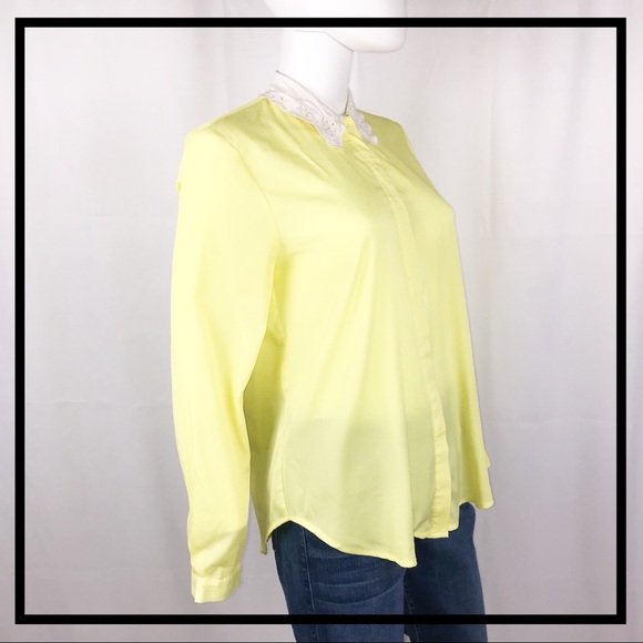 Forever 21 Brand Yellow, Collared Blouse Size S - Picture 3 of 7
